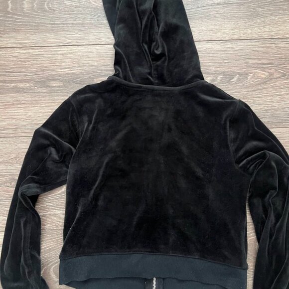 Art Class Black Full Zip Front Velour Hoodie Hooded Sweatshirt Size Large 10/12 - Picture 6 of 12